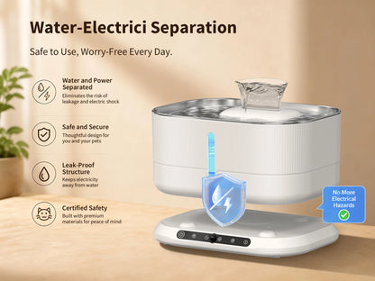 Cordless Cat Water Fountain 3.5L 8000mAh Rechargeable Wireless Pet Water Dispenser Separate Water & Electricity Safe Automatic Circulating Drinking Fountain for Cats Small Dogs