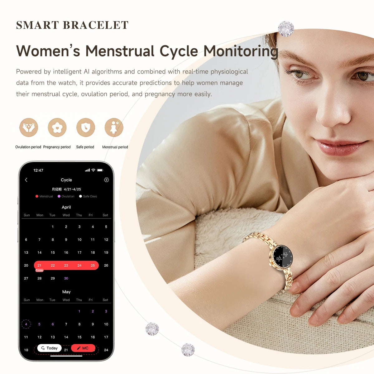 Fashionable Ladies Smart Watch Health Monitoring Female Wristwatch Outdoor Sports Fitness Tracker Bracelet Women L6 Smartwatch