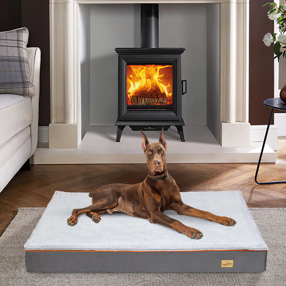 Large I YAN orthopedic dog pet bed with padded foam cushion and washable cover, ideal for comfortable, supportive sleep.