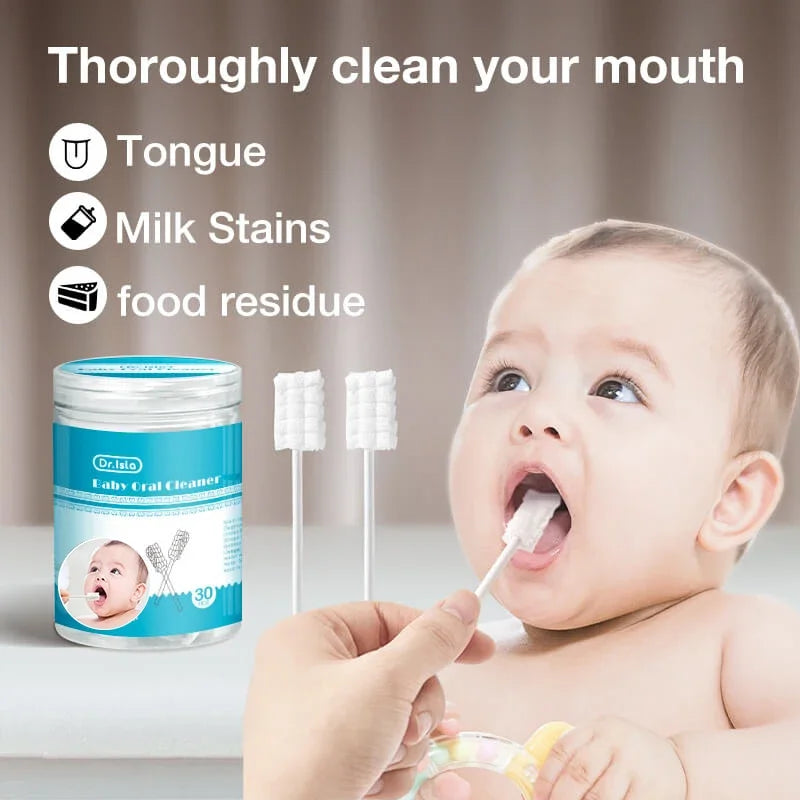30/60/90pcs Disposable Baby Tongue Clean Stick Baby Oral Cleaner Gauze Glue-free Forged Baby Oral Tongue Cleaner for Babies