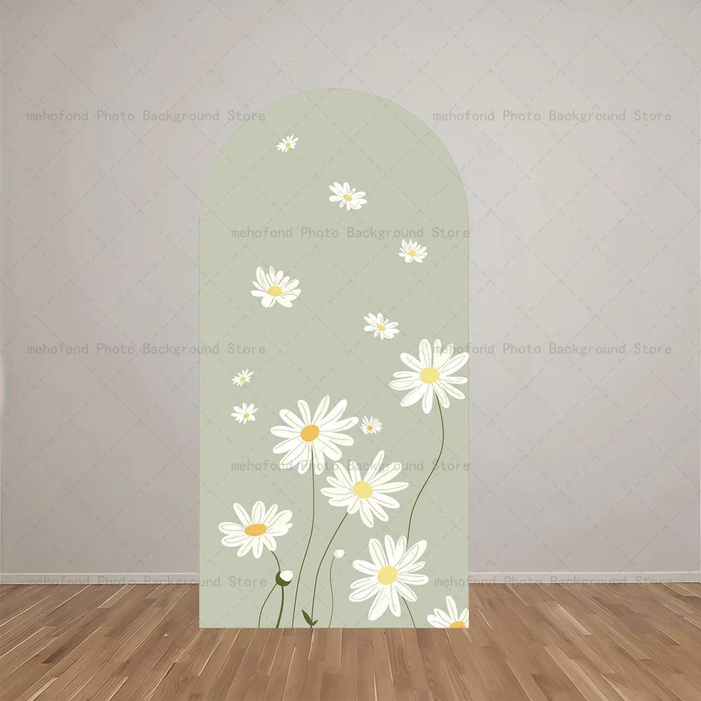 Mehofond Arch Backdrop Customized Name Silly Goose Fresh Daisy Kid Bride Baby Birthday Party Decor Studio Photography Background