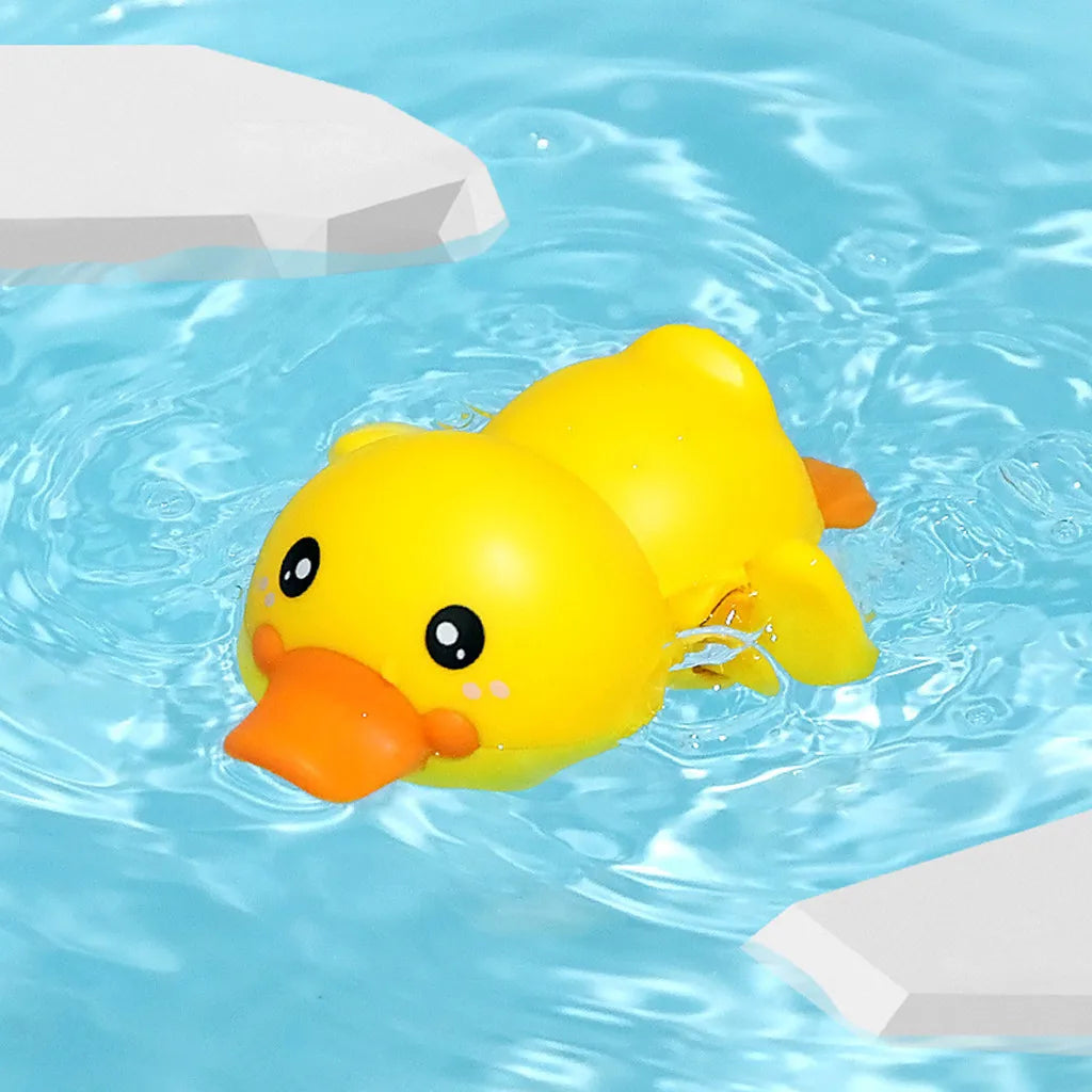 Baby bath toy from I YAN featuring a cute duck and penguin water spray sprinkler for kids in a colorful bath setting.