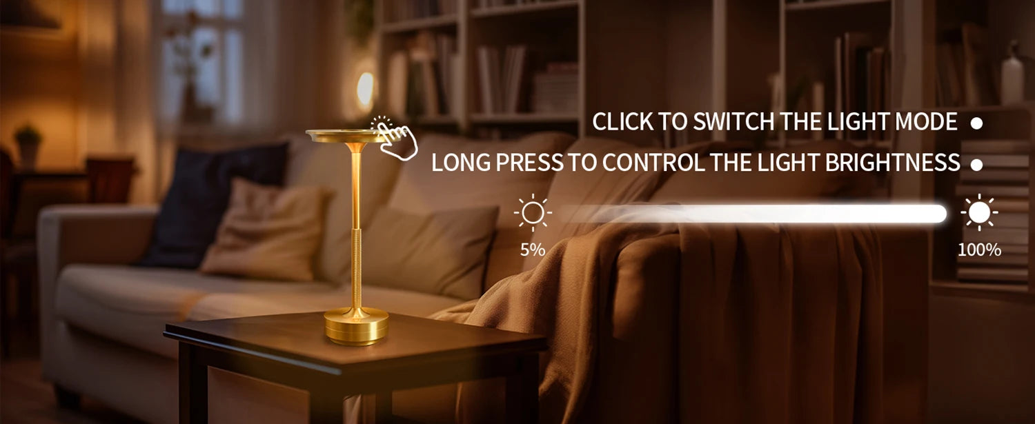 Wierless Simple Charging LED Desk Lamp restaurant Bar Table Lamp Dimming Atmosphere Retro Portable Charging Touch USB Read Lamp