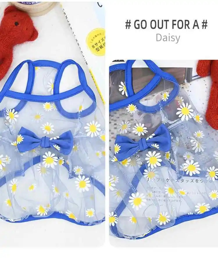 Breathable High-Value Dog Vest Summer Teddy Small Medium Dog Mesh Clothes Cool Feeling Functional Pet Clothing Daisy Pattern