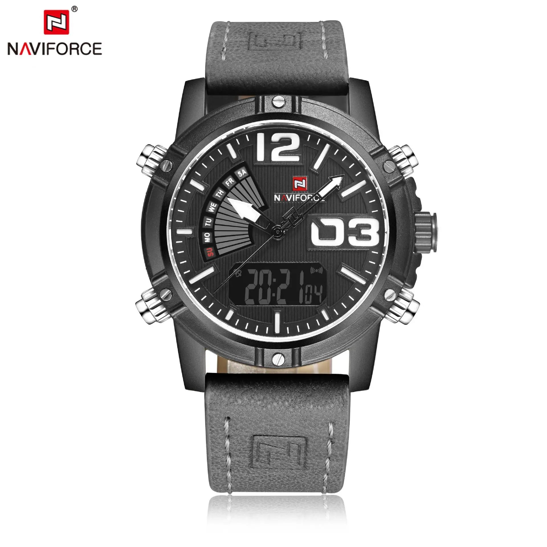 NAVIFORCE Luxury Brand Date Japan Movt Square Men Quartz Casual Watch Army Military Sports Watch Men Watches Male Leather Clock