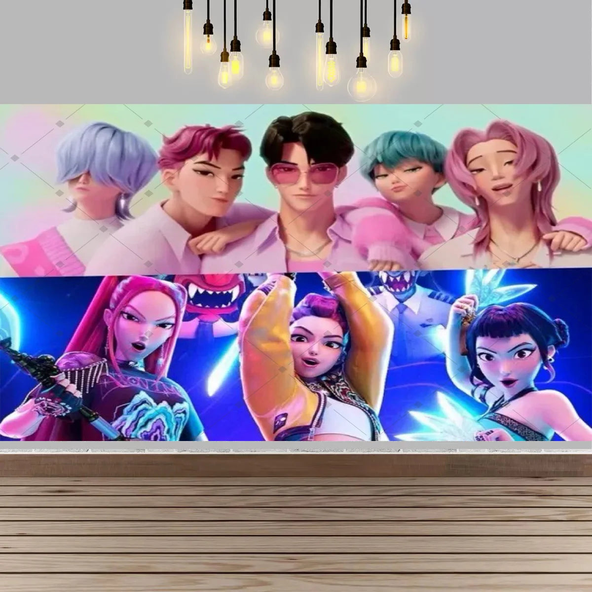 Kpop Theme Girl's Birthday Party Decoration Backdrop Pink Demons Birthday Party Supplies Decor Banner Baby Baptism Gift