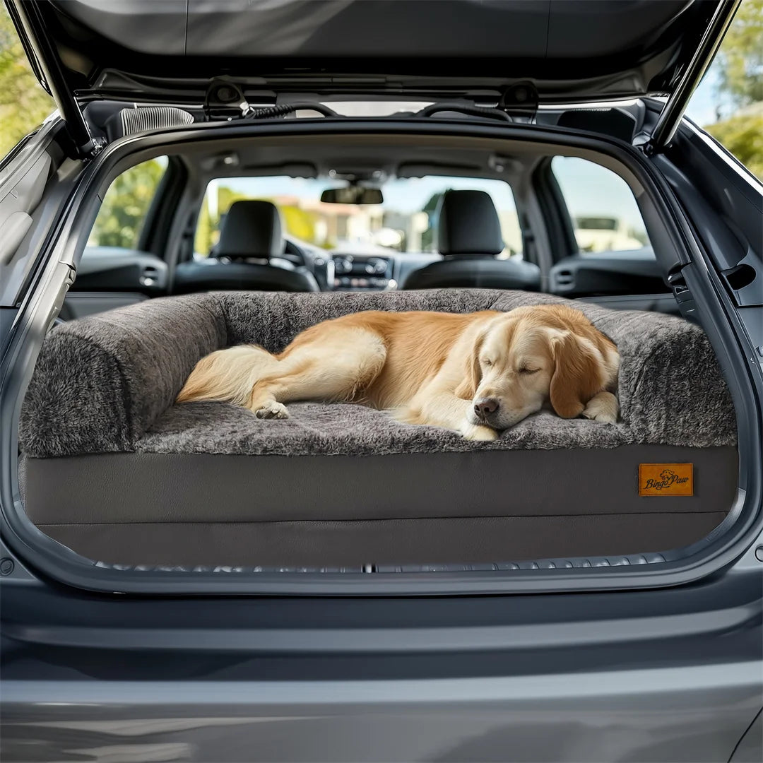 Large 180cm human-size giant dog bed by I YAN with plush cover, foldable, orthopedic, calming pet bed for dogs.