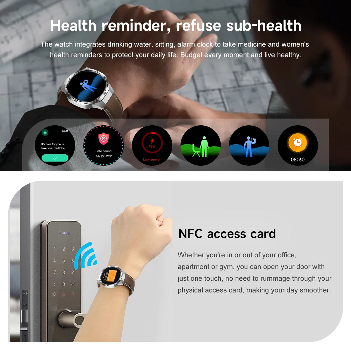 Watch 5 Pro GPS Track Compass Smart Watch Men 360*360 AMOLED Screen NFC BT Call Waterproof Health Monitor Man Smartwatches