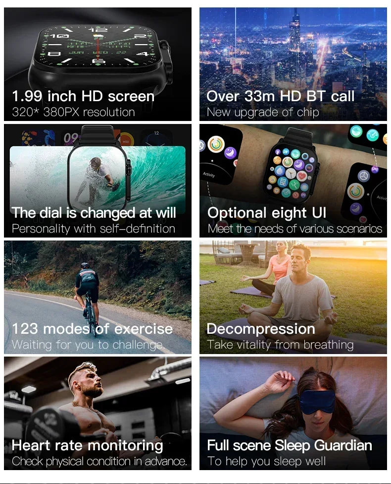 New Smartwatch Men 49mm Series 8 2.3"AMOLED Screen NFC Compass Waterproof For Apple Watch IWO Ultra 8 Smart Watches 2025 Android