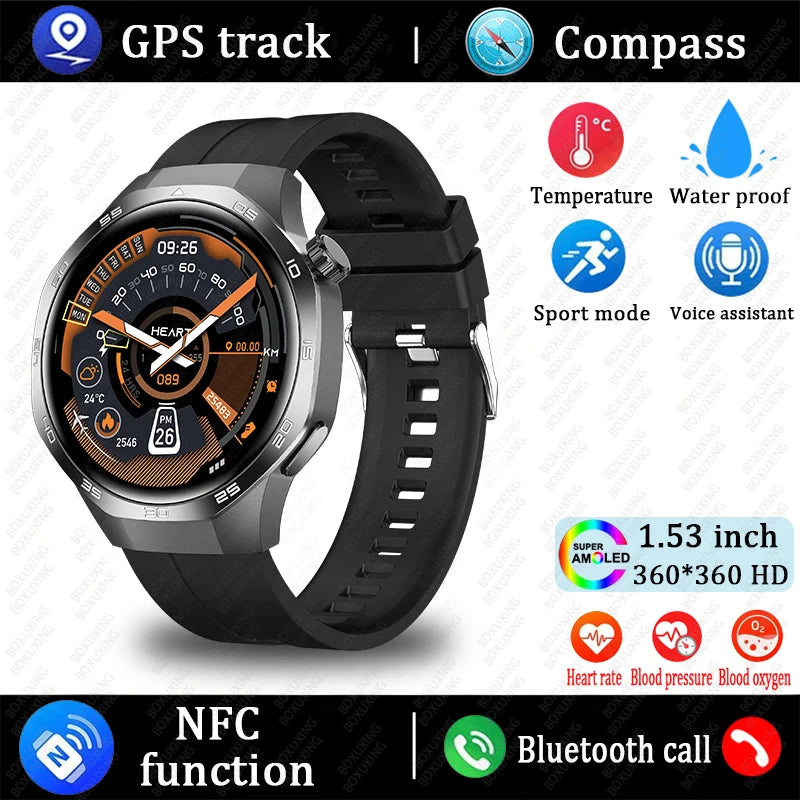 New GT5 Pro Smart Watch Men AMOLED HD Screen GPS NFC Heart Rate Bluetooth Call Watch 5 MAX IP68 Waterproof SmartWatch Man
