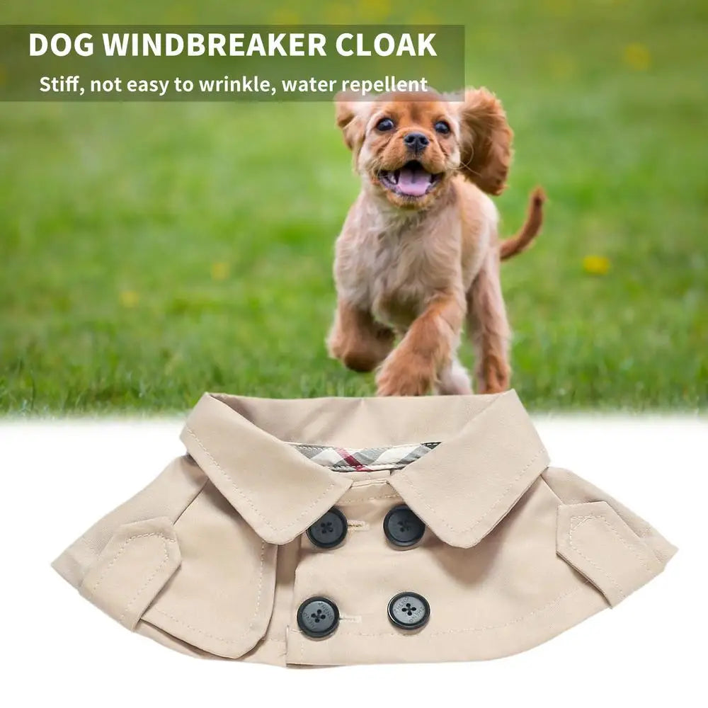 British style dog cloak windbreaker for small dogs, featuring a fashionable cape and trench design for Corgis and French Bulldogs.