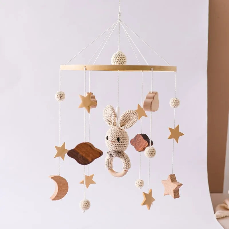 Baby Cloud Crib Mobile with Musical Box – Wooden Rattle Toy for Newborns 0–12M - I YAN