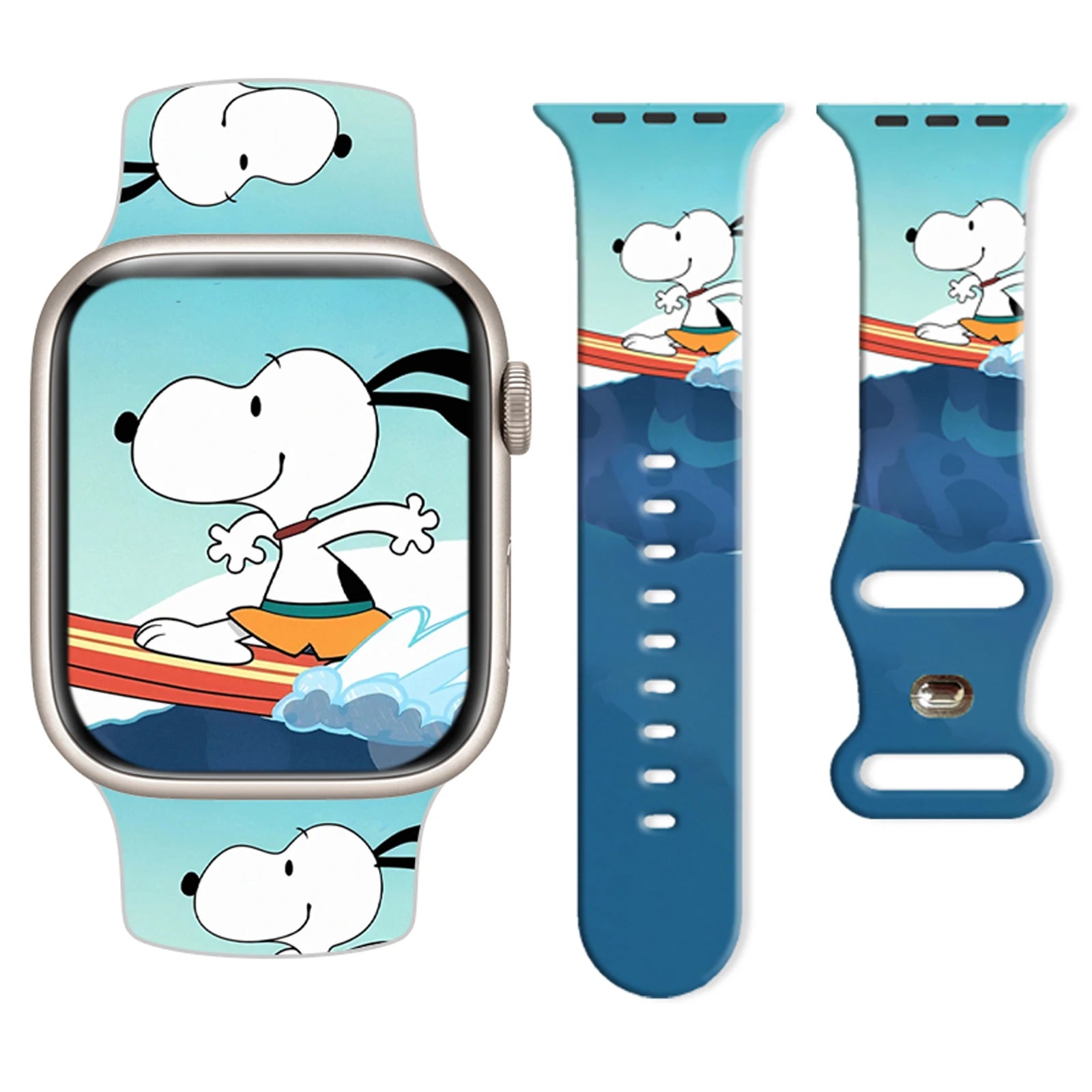 Beach Snoopy Printed Strap for Apple Watch 11 10 9 Silicone Band Replaceable Bracelet for iWatch 46mm 44mm 42mm 41mm Watchband