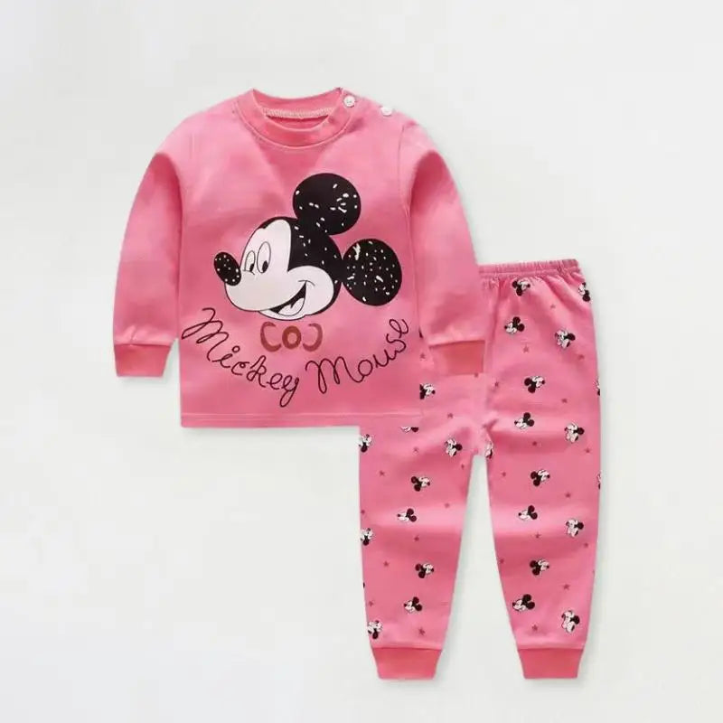 Disney Mickey Print Baby Boys Underwear Set Autumn Kids Home Clothes Suit Casual Cartoon Long Sleeve Tops + Pants Children's Pjs