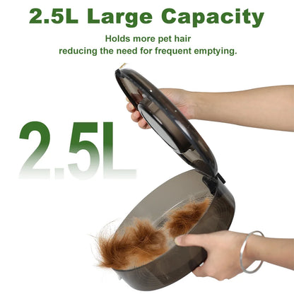 I YAN 5-in-1 pet grooming kit with vacuum, 2.5L capacity, low noise design for dogs and cats, grooming tools in a compact setup.