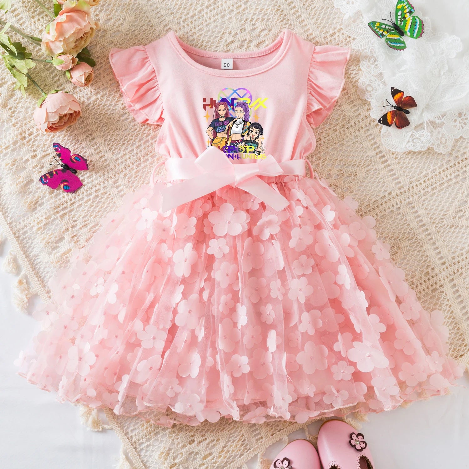 K-Pop Hunters Zoey Mira Rumi Summer Dress for Girls 2-6Y Bow Tutu Butterfly Kid's Princess Dress Elegant Wedding Party Dress