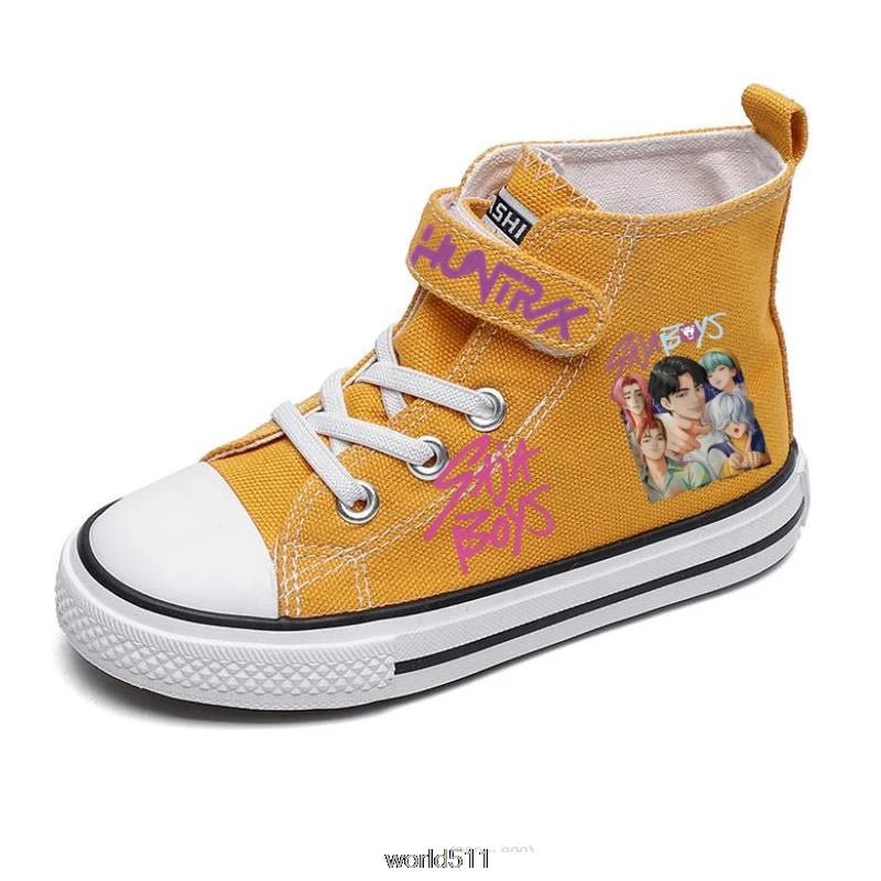 Children's Canvas Sneakers KPop Demon Hunters Fashion Student Shoes Boys Girls Outdoor Sport Shoes Sneakers Kids Casual Shoes