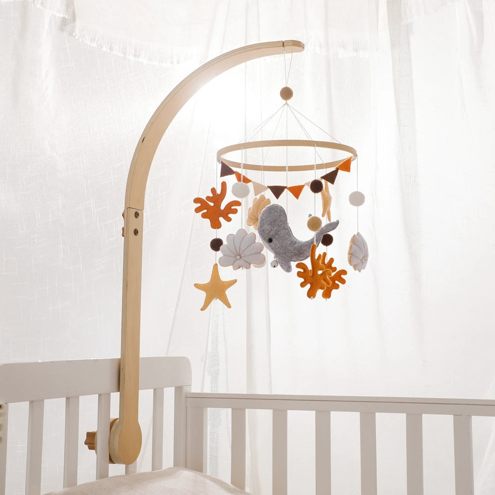 Blue Whale Baby Crib Mobile – Fabric & Bamboo Ring Nursery Decor for Newborns - I YAN