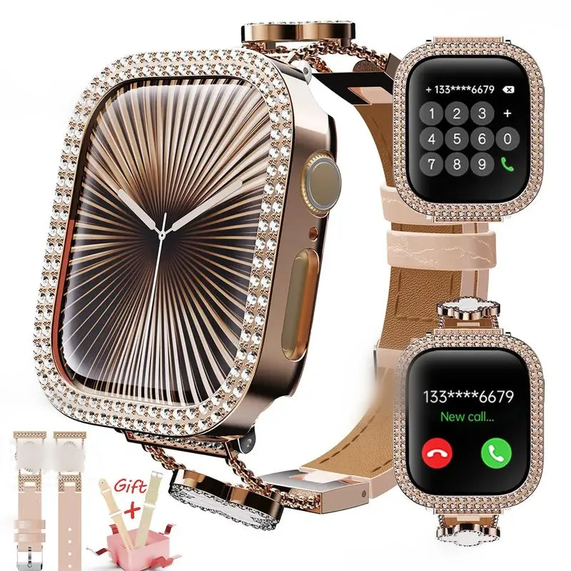Women's Luxury Rhinestone Smartwatch | 2.04" AMOLED, Bluetooth Calling, Fitness Tracker - I YAN