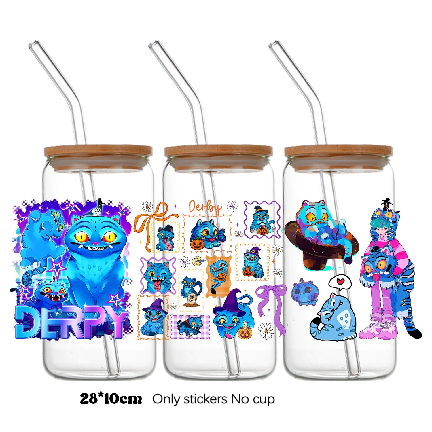 Demon Hunters UV DTF crystal sticker by I YAN, 10x28cm bottle and cup wrap decal with detailed demon hunter design