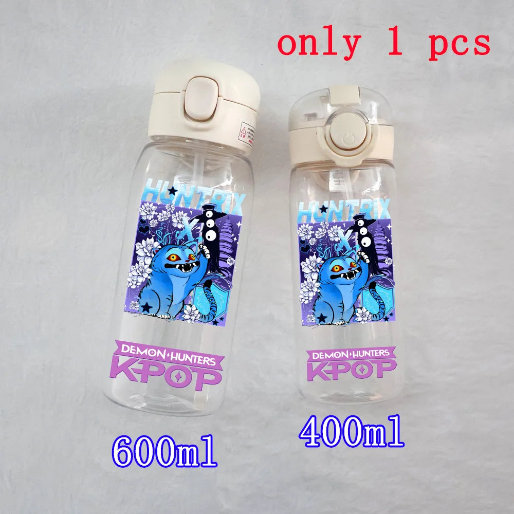 400ML-600ML Animated Movie K-Pop: Demon Hunters HUNTR/X Plastic Large Capacity Water Cup Bottle Gourde Drinking Bottle Gifts