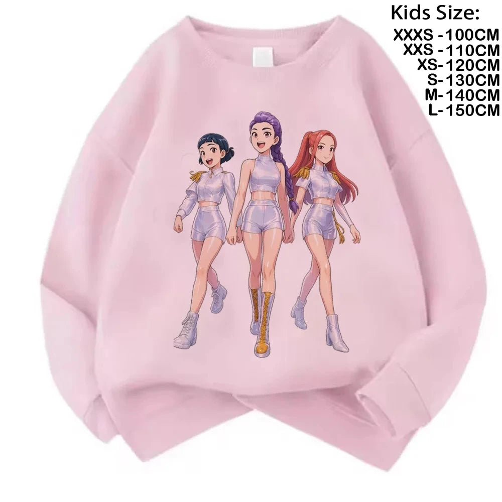 Movie Fans Gift Hoodie Girls Kids Huntrix Kpop Demon Hunters Children's Sweatshirt Cute Tiger Harajuku Hoody for Boys Girls