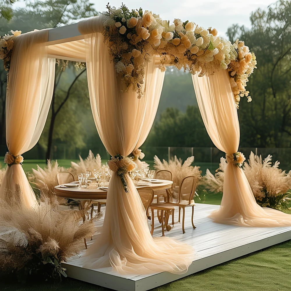 Mesh Gauze Backdrop Curtain Parties Wrinkle Free Photo Curtains Backdrop Drapes Fabric Decoration for Birthday Party Wedding