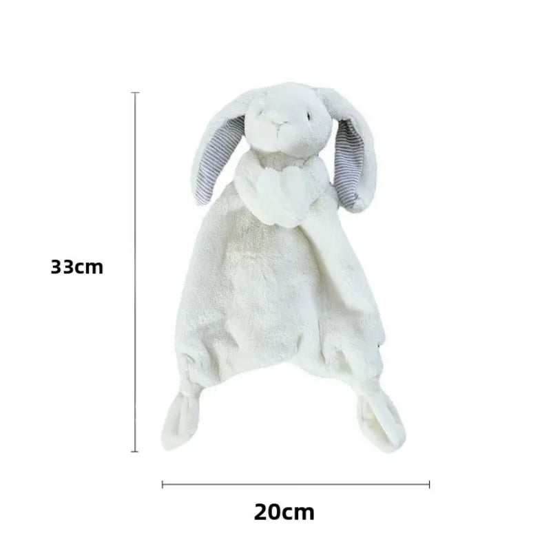 Organic cotton personalized baby burp cloth with embroidered cute rabbit design and name from I YAN, soft and soothing for infants.