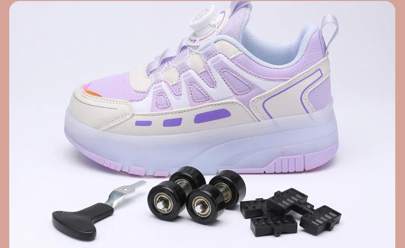 Roller Skate Shoes Kids Sneakers With 4 Wheels LED Light Luminous Children Glowing Fashion Outdoor Sports Shoes Girls Boys Gifts