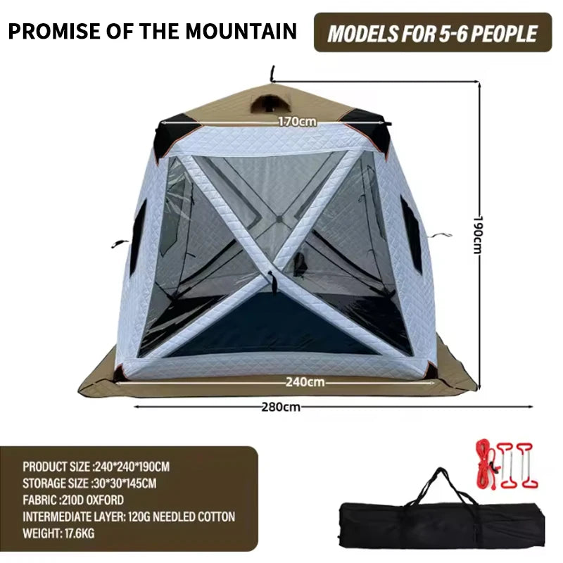 Outdoor Winter Fishing Ice Fishing Tent Camping Gear Warmth-Enhanced Windproof for Cold Weather Fishing Adventures