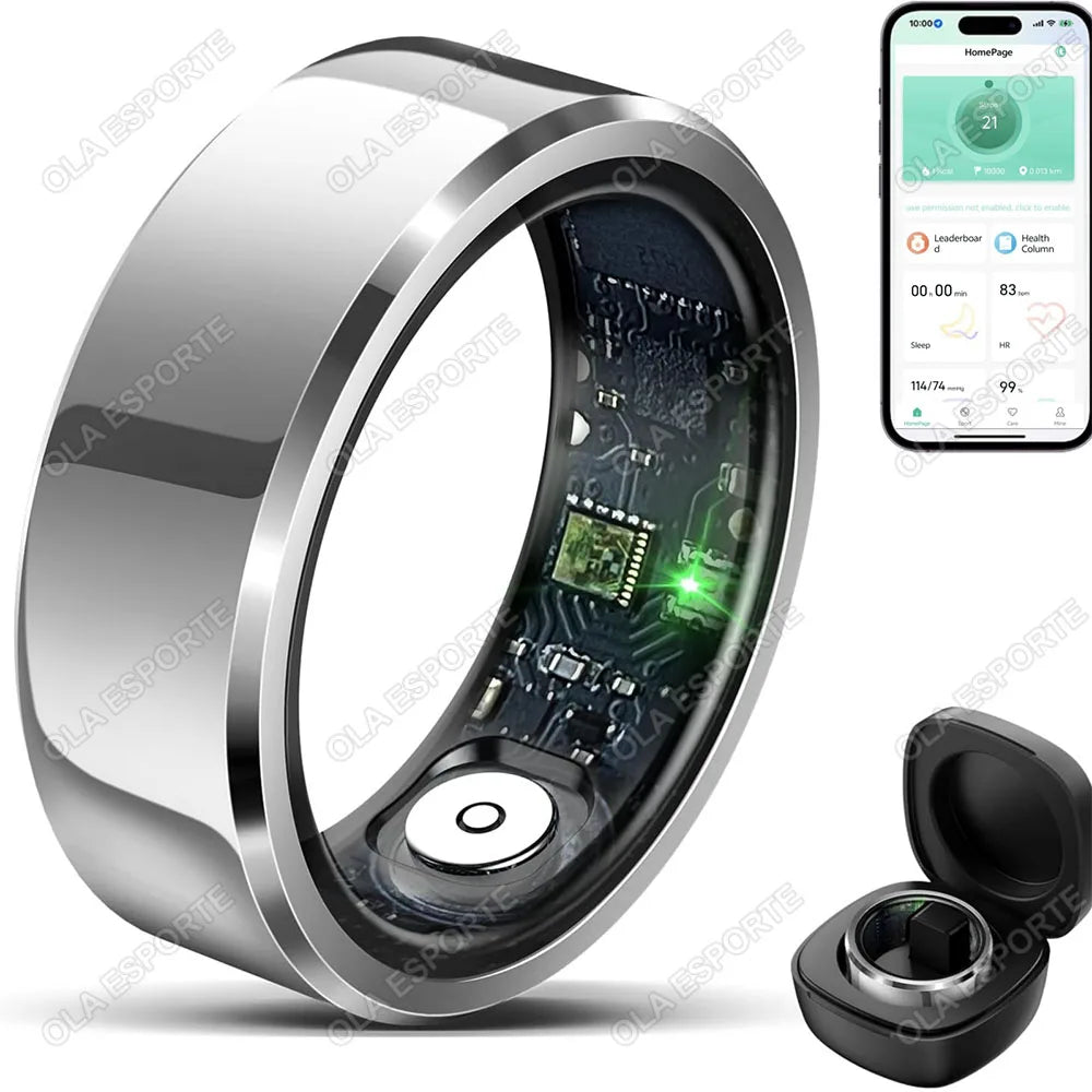 Smart Ring Blood Pressure Heart Rate Sleep Monitoring Smartring IP68 & 5ATM Waterproof Multi-sport Mode Smartring Man Women
