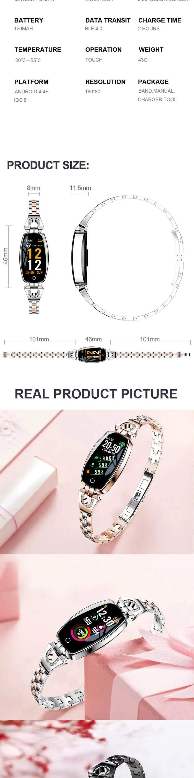 Lemonda H8 Stainless Steel Sleep Heart Rate Tracker Smart Watch with Call Reminder Waterproof Touch Screen Online Sports