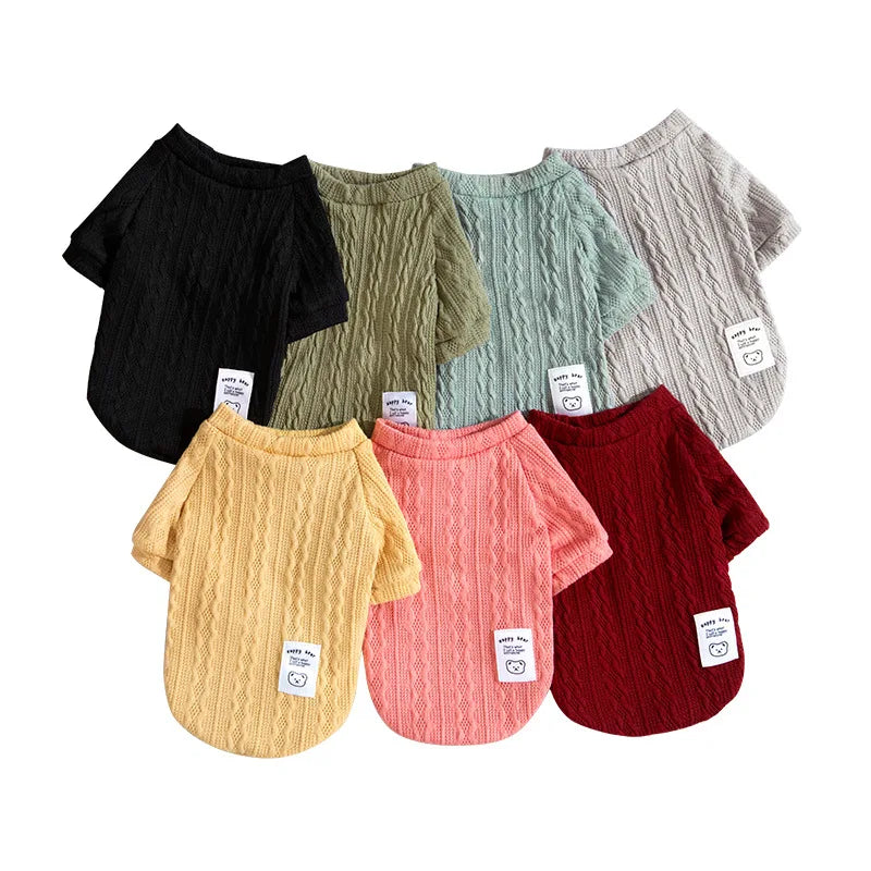 Solid Cozy Cat & Small Medium Dog Knit Sweaters - Warm Autumn Winter Pet Wear - Factory Direct Wholesale