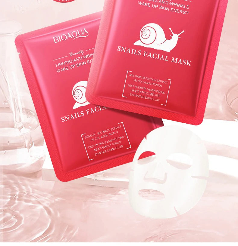 5/10 PCS Korean Snail Mucin Sheet Mask Hydrating Repair Brightening Anti-Aging Wrinkle Moisturizing Gel Face Mask for All Skin
