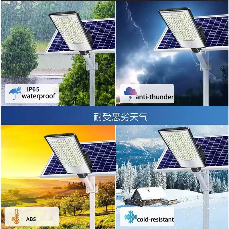 Led Outdoor Solar Street Lamps With Remote Control Energy Saving Ip65 Waterproof 30000mah Waterproof Automatic Dusk To Daw