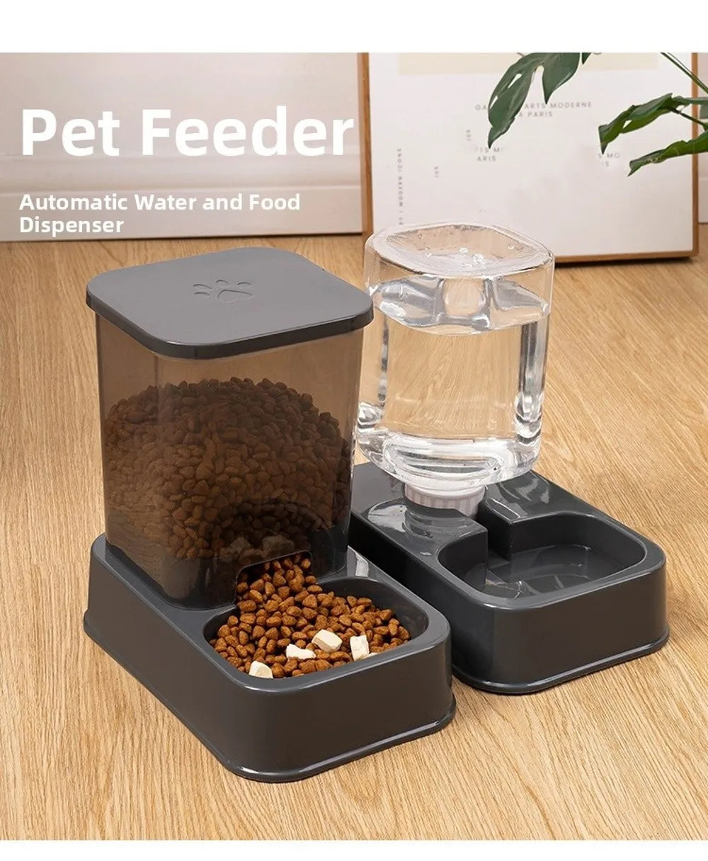 1.2L/1.5L Pet Automatic Feeder Plastic 2 Styles Cat Dog Water Dispenser Feeder Set Large Capacity 3 Colors
