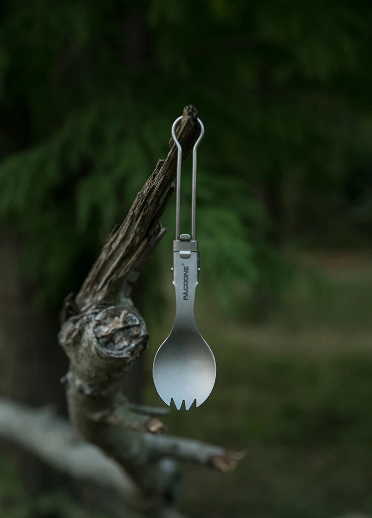 Camping Titanium Spork Spoon Outdoor Lightweight Fork Tableware Portable Picnic Hiking Travelling Ultralight Dinnerware
