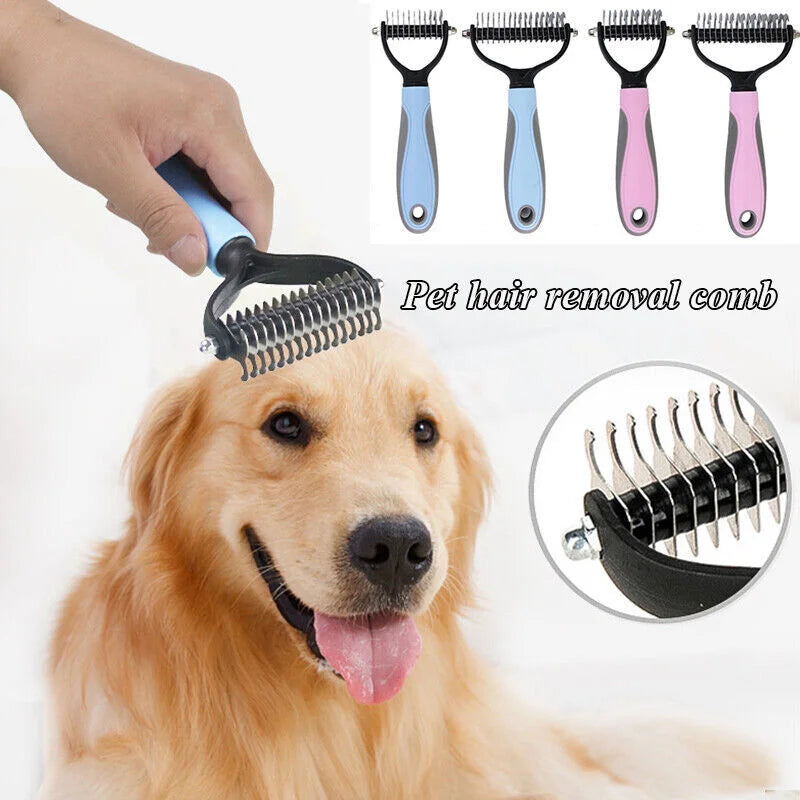 Professional Pet Grooming Tool 2 Sided Undercoat Dog Cat Shedding Comb Brush Pet