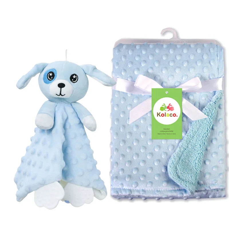 Soft I YAN personalized baby blanket and lovey set with minky dot fabric, perfect as a custom baby shower gift for boys and girls.