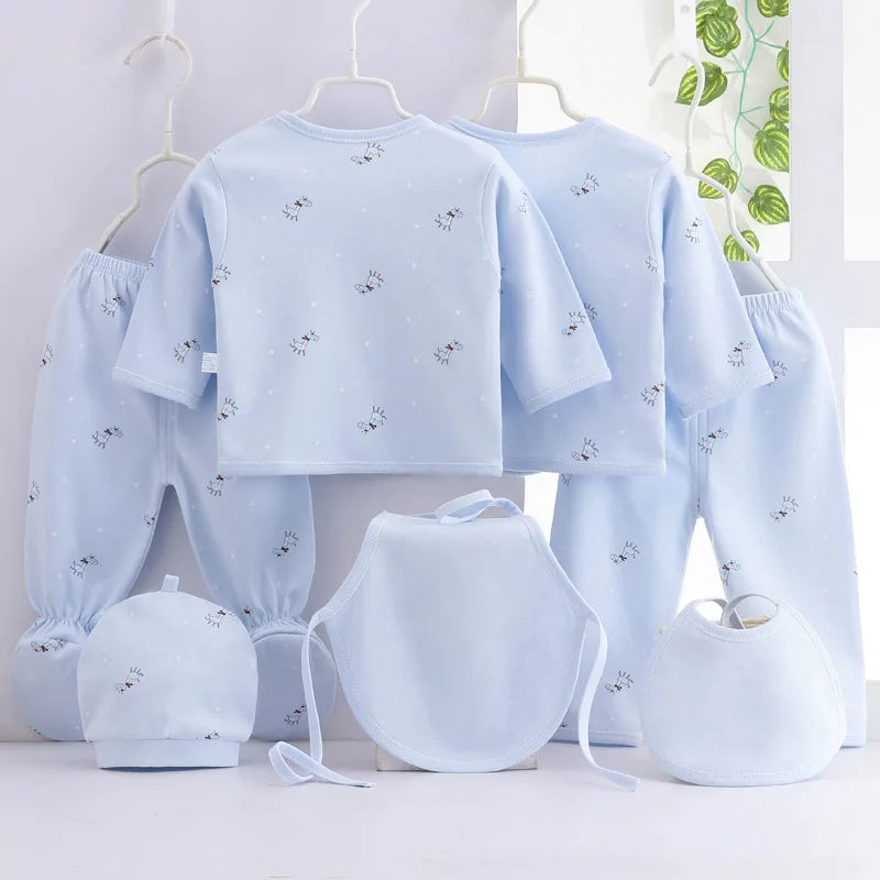 Newborn Baby Clothing Set 7-Piece – Soft Cotton Cartoon Outfit Gift - I YAN