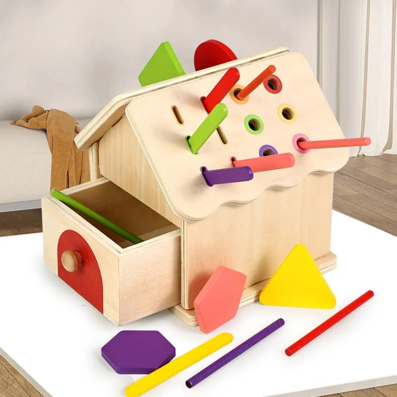 Montessori Wooden Color Sorting Box – Busy Board Matching Game for Toddlers - I YAN