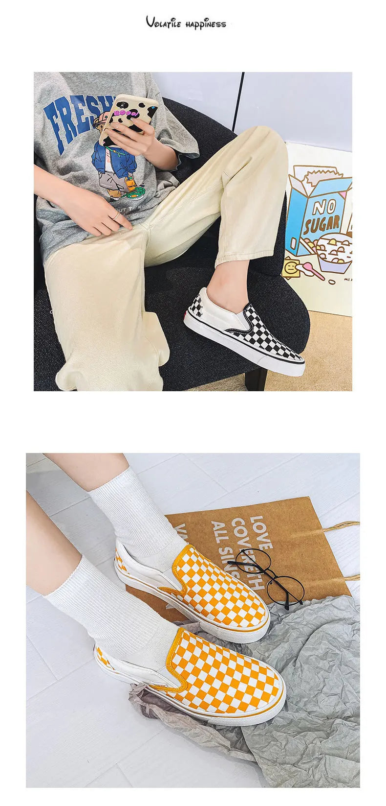 Children Spring Autumn Canvas Shoes Girls One Foot Slip on Shoes Kid Shoes Boys Soft Soled Comfortable Checkerboard Casual Shoes