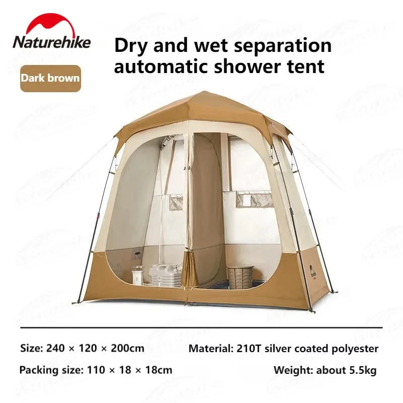 Naturehike Outdoor Automatic Shower Tent Dry Wet Separation Camping Travel Hiking Changing Shed Mobile Toilet Bathroom Portable