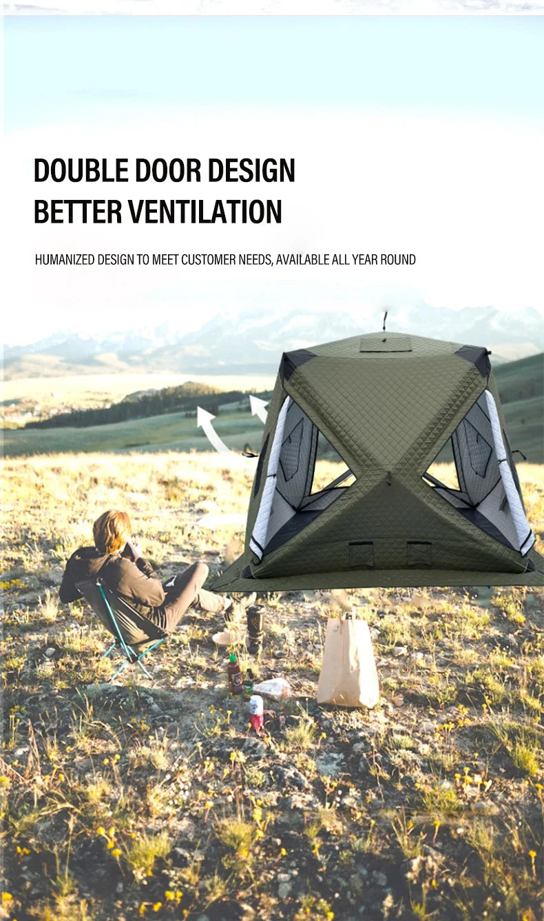 Outdoor Winter Fishing Ice Fishing Tent Camping Gear Warmth-Enhanced Windproof for Cold Weather Fishing Adventures