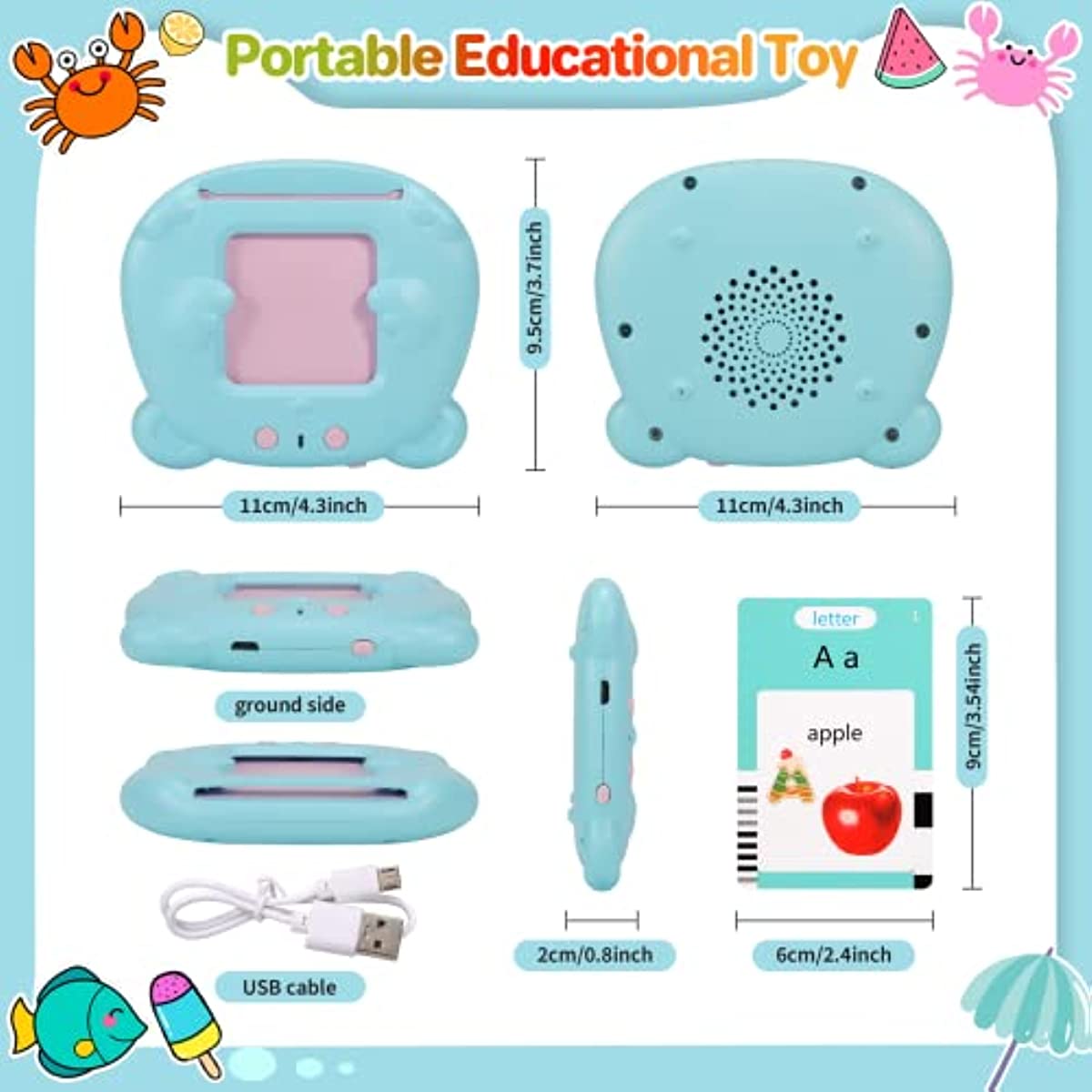 Talking Flash Cards Early Educational Toys  Baby Boys Girls Preschool Learning Reading Machine  Interactive Gift