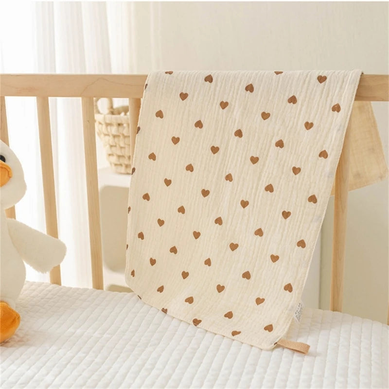 Soft cotton muslin baby face towel and long burp cloth by I YAN, ideal for newborns and infants, featuring gentle, absorbent baby washcloths.