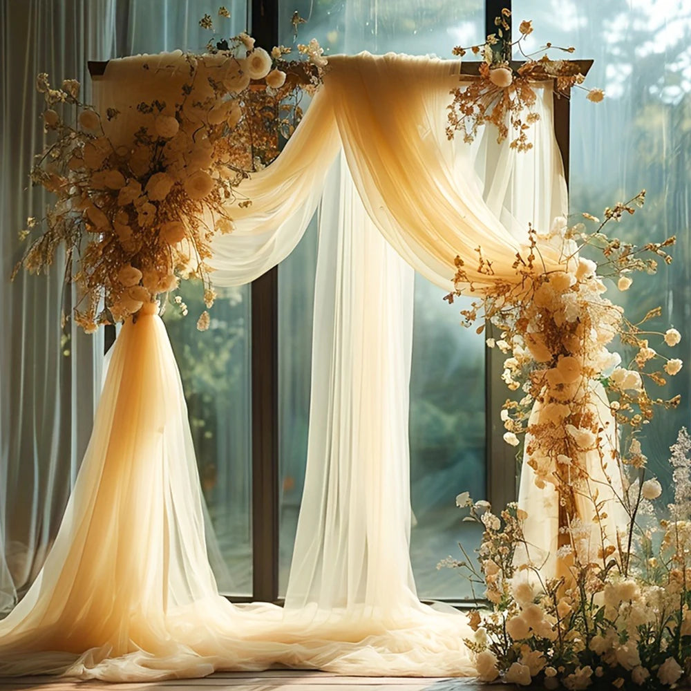 Mesh Gauze Backdrop Curtain Parties Wrinkle Free Photo Curtains Backdrop Drapes Fabric Decoration for Birthday Party Wedding
