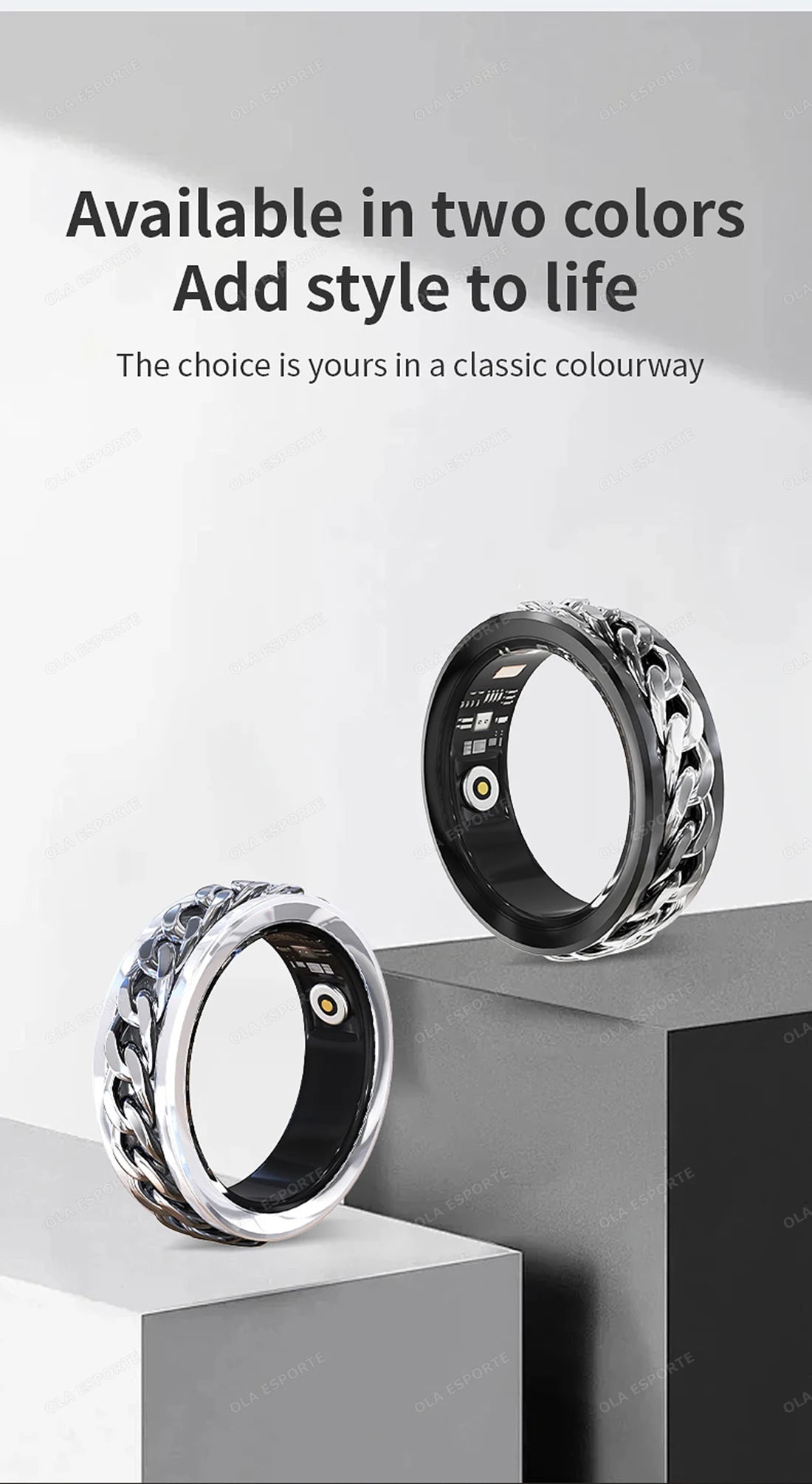 2025 New Smart Ring 360° rotation Chain Bluetooth Health Monitor Blood Oxygen Sleep Heart Rate Multi-sport Modes Men Women Rings