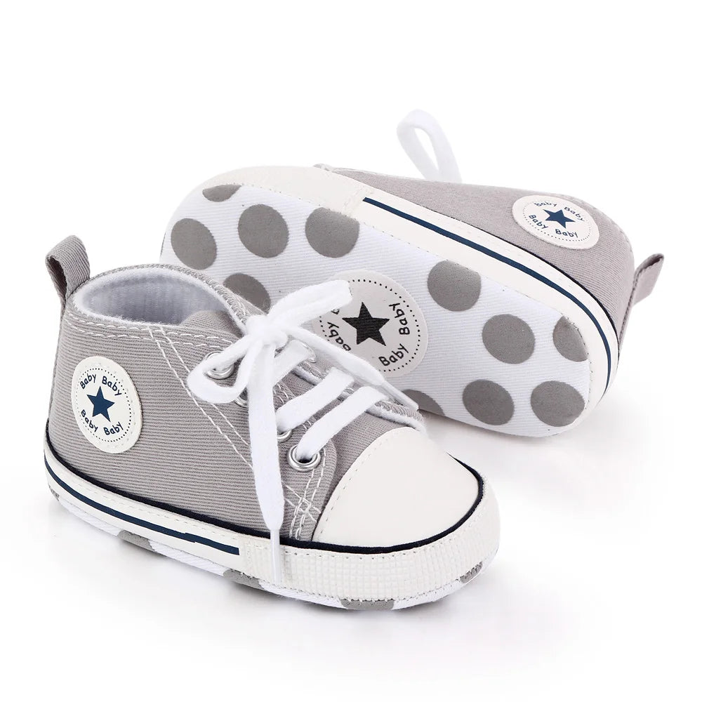 I YAN baby canvas sneakers for boys and girls, soft sole, non-slip toddler shoes for first walkers and casual everyday wear