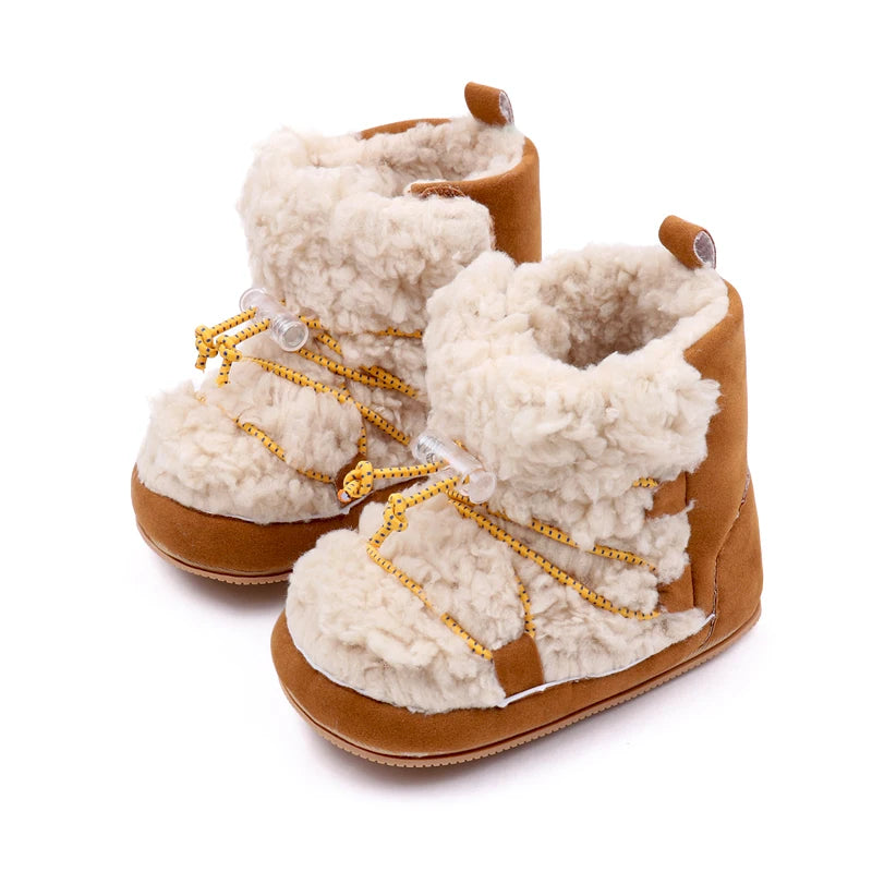 Winter Cute Baby Girls Boys Snow Booties Fashion Design High Quality Non-slip Casual Shoes Coral Velvet Prewalker Shoes BMB3119